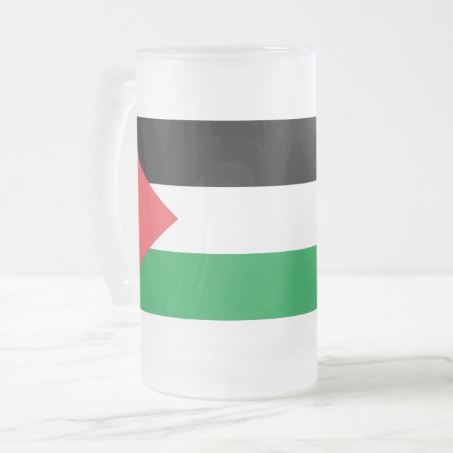 Frosted Glass Mug with flag of Palestine (Front Left)