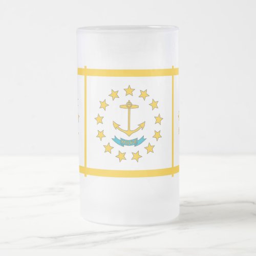 Frosted Glass Mug with flag of Rhode Island USA