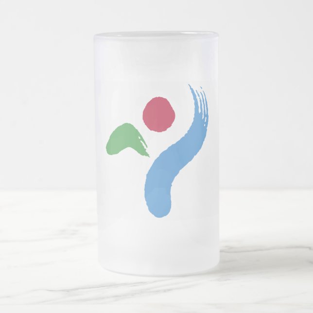Frosted Glass Mug with flag of Seoul, South Korea (Center)