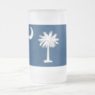 Frosted Glass Mug with flag of South Carolina, USA