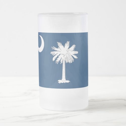 Frosted Glass Mug with flag of South Carolina USA