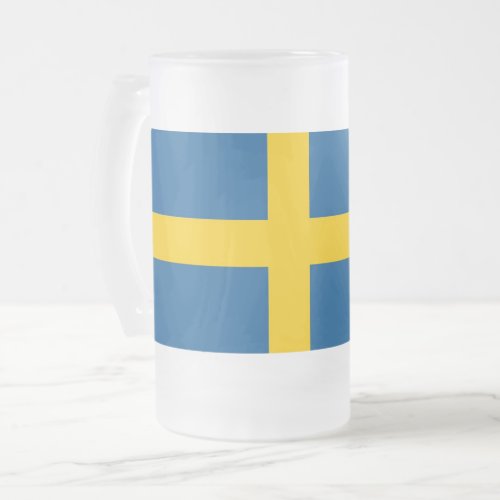 Frosted Glass Mug with flag of Sweden