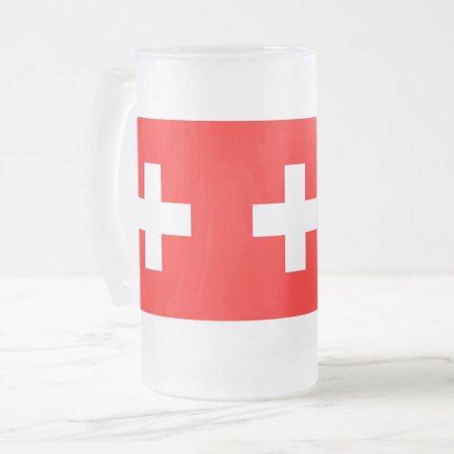 Frosted Glass Mug with flag of Switzerland