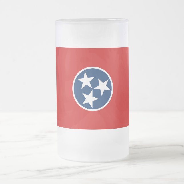 Frosted Glass Mug with flag of Tennessee, USA (Center)