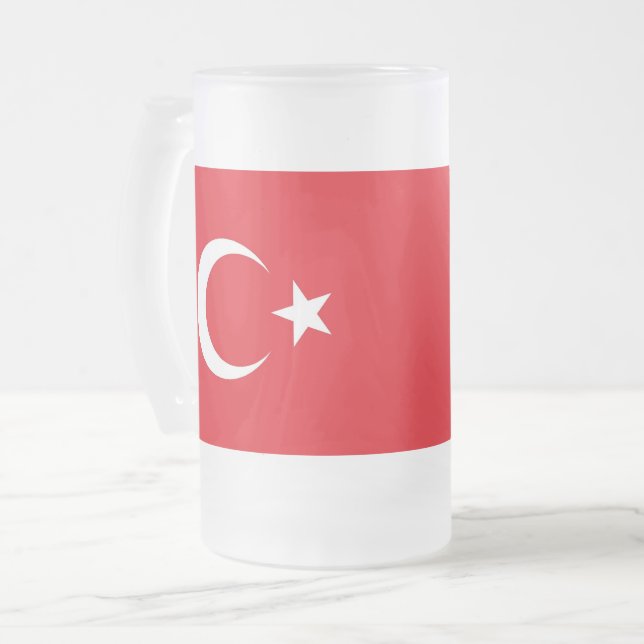 Frosted Glass Mug with flag of Turkey (Front Left)