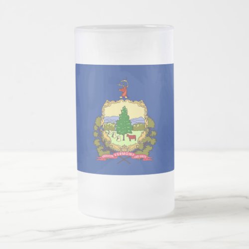 Frosted Glass Mug with flag of Vermont USA