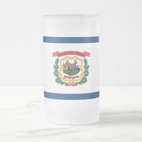 Frosted Glass Mug with flag of West Virginia State