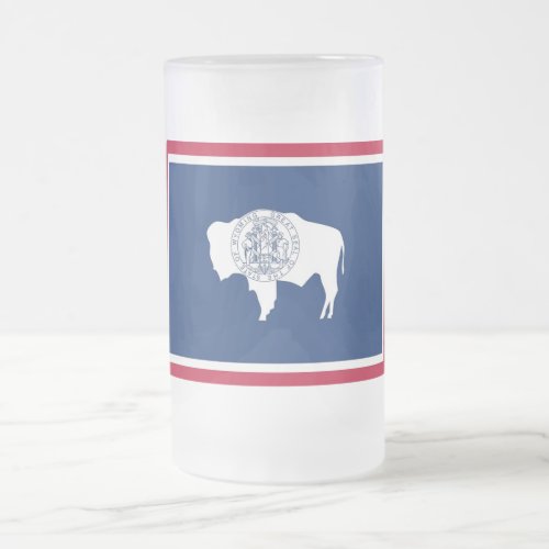 Frosted Glass Mug with flag of Wyoming State