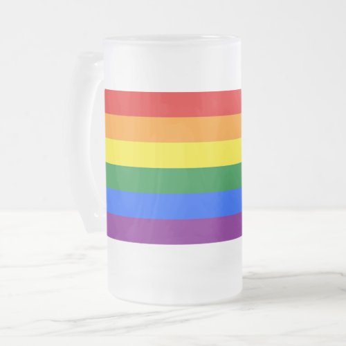 Frosted Glass Mug with Rainbow Pride flag of LGBT