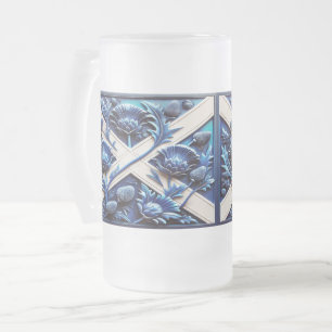 Frosted Glass Mug with Scottish Thistles design