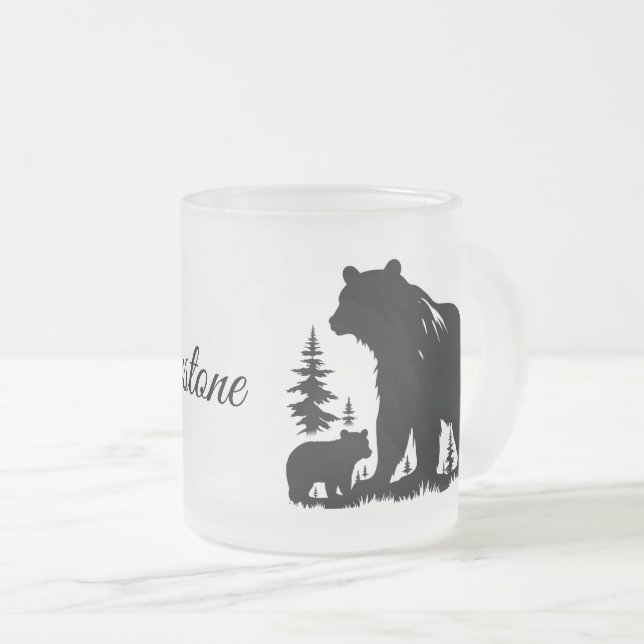 Frosted Glass Mug-Yellowstone Bear Coffee Mug (Front Right)