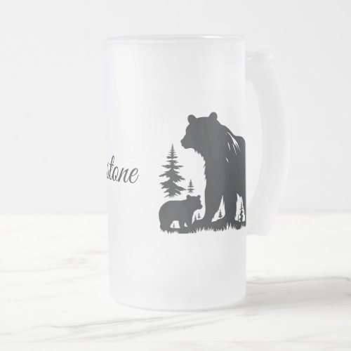 Frosted Glass Mug_Yellowstone Bear Frosted Glass Beer Mug