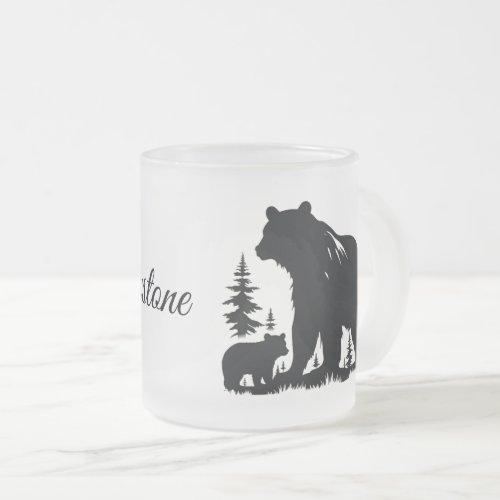 Frosted Glass Mug_Yellowstone Bear Frosted Glass Coffee Mug