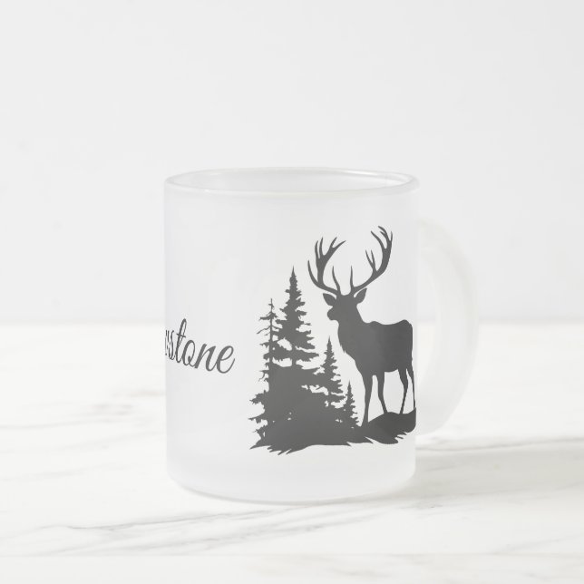Frosted Glass Mug-Yellowstone Deer Coffee Mug (Front Right)