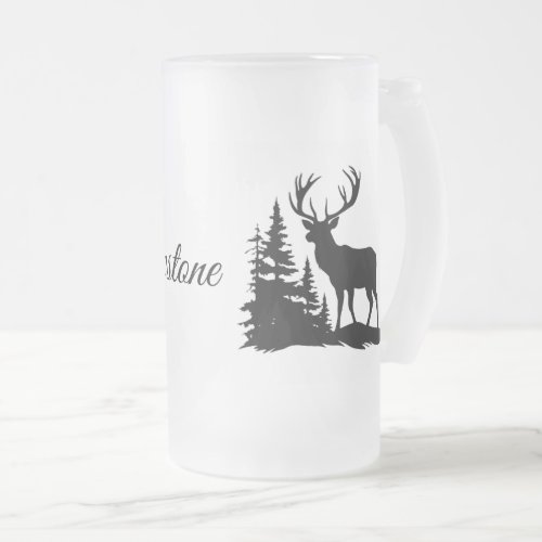 Frosted Glass Mug_Yellowstone Deer Frosted Glass Beer Mug