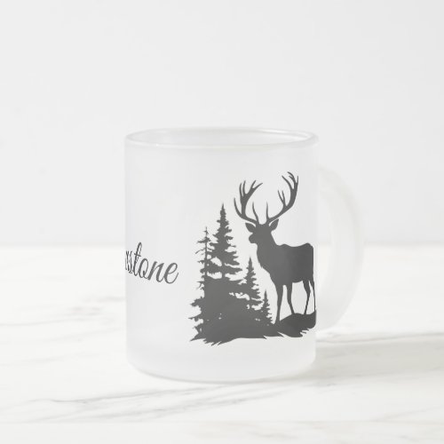 Frosted Glass Mug_Yellowstone Deer Frosted Glass Coffee Mug