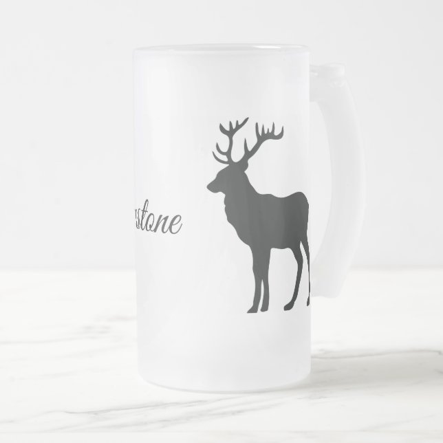 Frosted Glass Mug-Yellowstone Elk Beer Mug (Front Right)