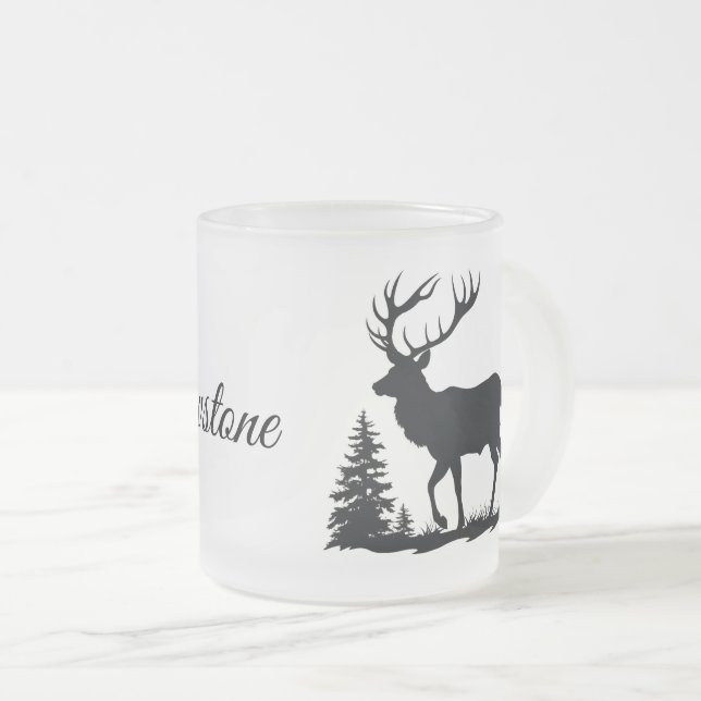 Frosted Glass Mug-Yellowstone Elk Coffee Mug (Front Right)