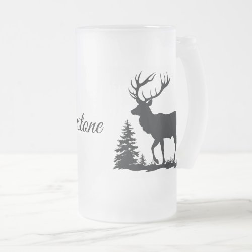 Frosted Glass Mug_Yellowstone Elk Frosted Glass Beer Mug