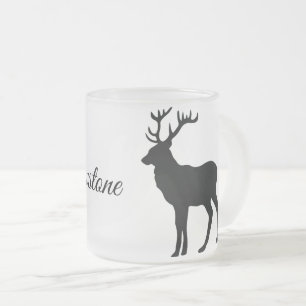 Frosted Glass Mug-Yellowstone Elk Frosted Glass Coffee Mug