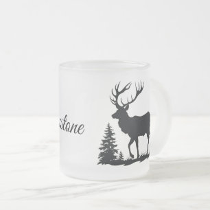 Frosted Glass Mug-Yellowstone Elk Frosted Glass Coffee Mug