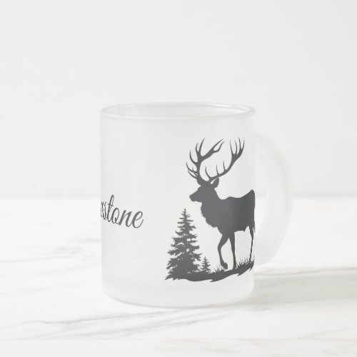 Frosted Glass Mug_Yellowstone Elk Frosted Glass Coffee Mug