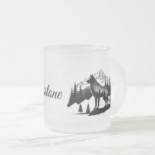 Frosted Glass Mug-Yellowstone Wolf Coffee Mug