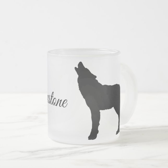 Frosted Glass Mug-Yellowstone Wolf Coffee Mug (Front Right)