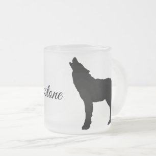 Frosted Glass Mug-Yellowstone Wolf Frosted Glass Coffee Mug