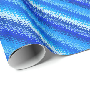 Frosted glass stripes - cobalt and pale blue wrapping paper
