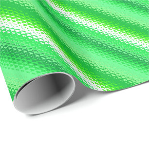 Frosted glass stripes - emerald green and white wrapping paper