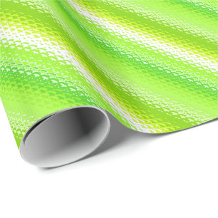 Frosted glass stripes - lime green and white wrapping paper