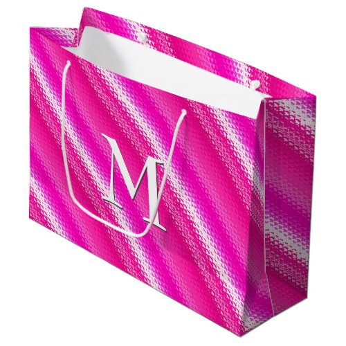 Frosted glass stripes _ pink and fuchsia large gift bag