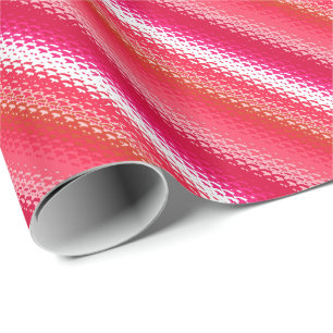 Frosted glass stripes - red, pink and white wrapping paper