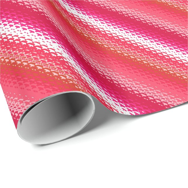 Frosted glass stripes - red, pink and white wrapping paper (Roll Corner)
