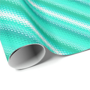 Frosted glass stripes - turquoise and white wrapping paper