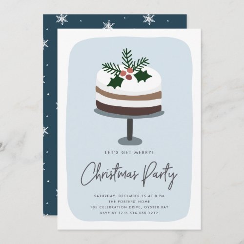 Frosted Holly  Cute Modern Christmas Party Invitation