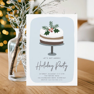 Frosted Holly Cute Modern Holiday Party Invitation