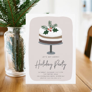 Frosted Holly Cute Modern Holiday Party Invitation