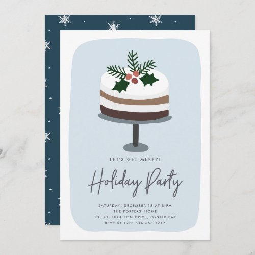 Frosted Holly  Cute Modern Holiday Party Invitation