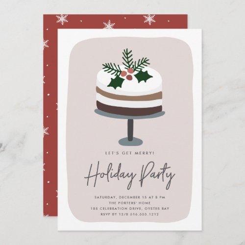 Frosted Holly  Cute Modern Holiday Party Invitation