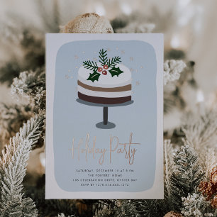 Frosted Holly Holiday Party Foil Invitation