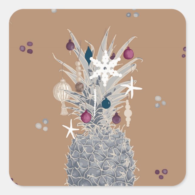 Frosted Island Pine, Sugar Plum  Square Sticker (Front)