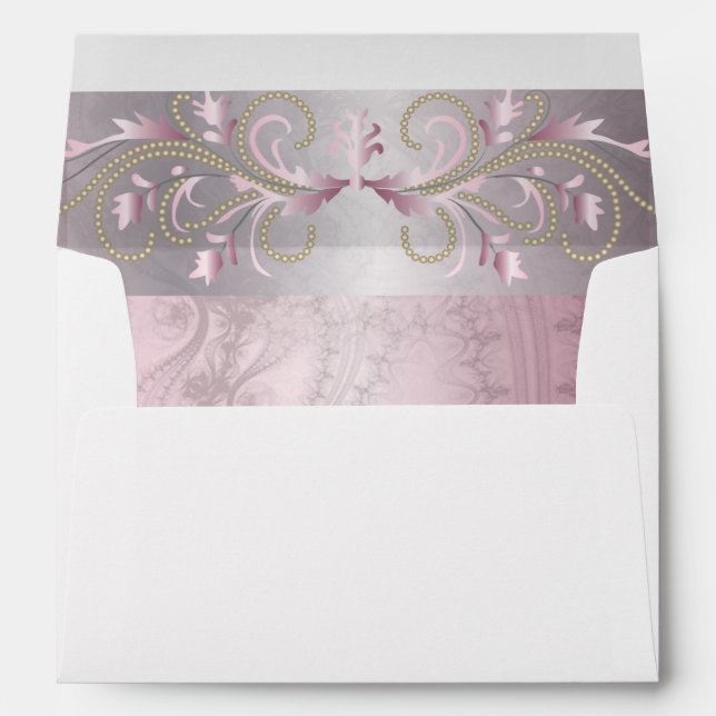 Frosted Jeweled Pastel Pink Lace Envelope (Back (Bottom))
