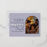 Frosted Lilac &amp; Glacier Mist Christmas Photo Foil Holiday Postcard