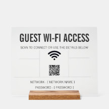 Frosted Minimalist Guest Wi-Fi QR Code Acrylic