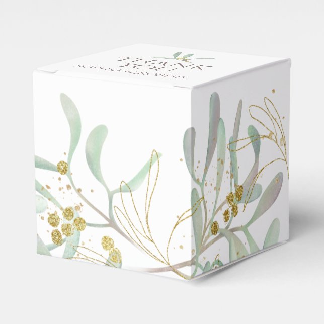 Frosted Mistletoe Winter Wedding Favor Boxes (Front Side)