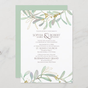 Frosted Mistletoe Winter Wedding Invitation