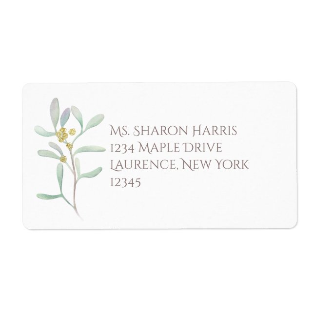 Frosted Mistletoe Winter Wedding Label (Front)