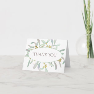 Frosted Mistletoe Winter Wedding Thank You Card